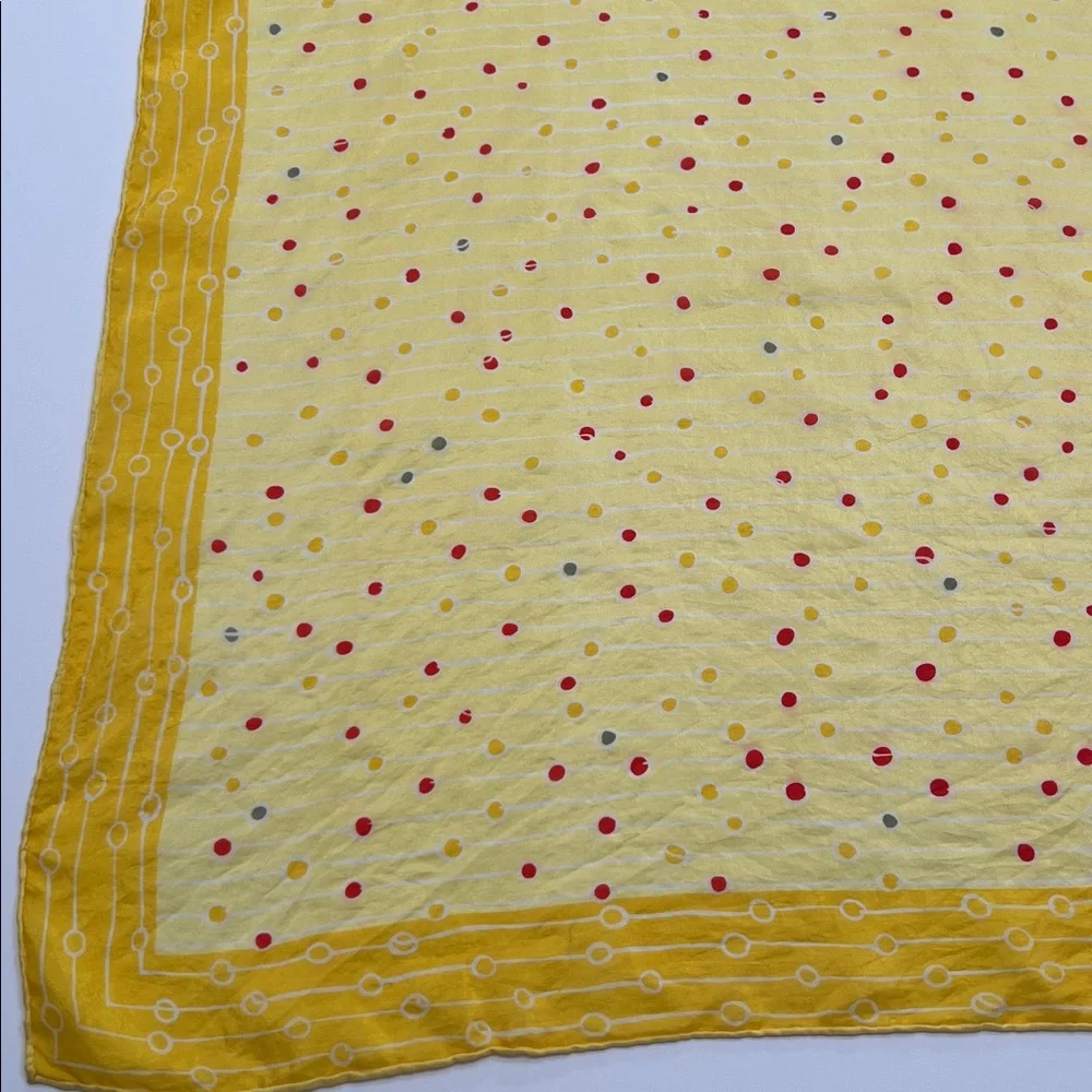 Vintage VERA  Neumann Yellow Silk Scarf very early, 1940’s soft & sheer dots